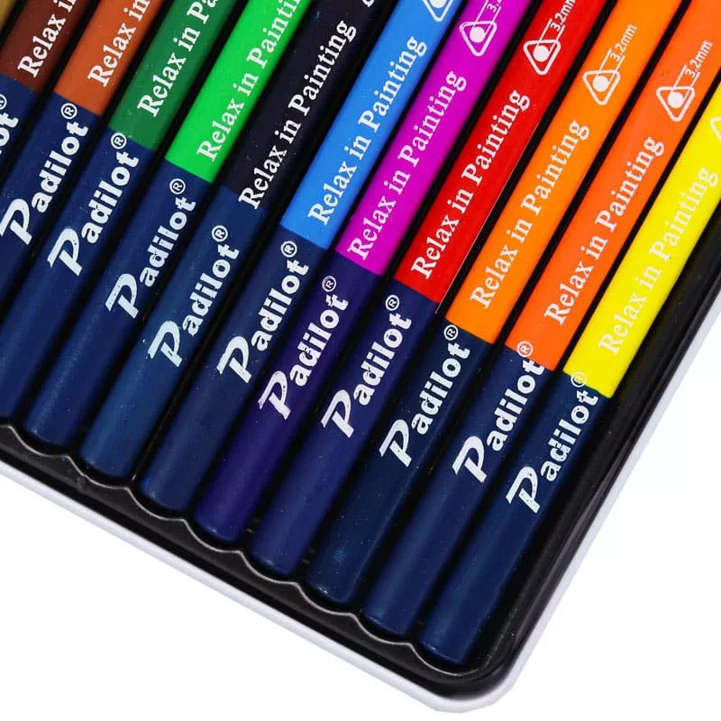 مداد رنگی 12 رنگ جعبه فلزی پادیلوت padilot