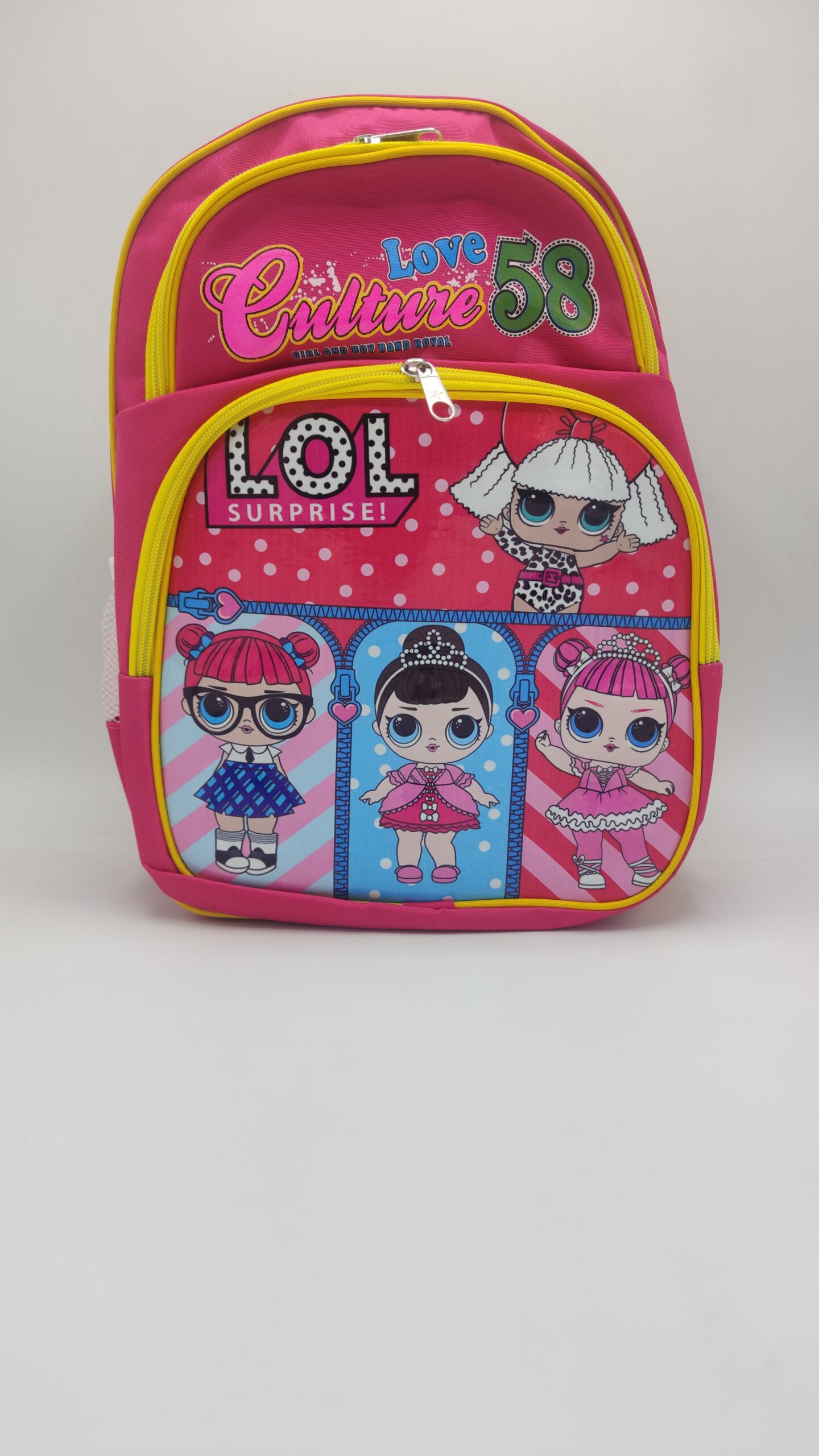 کوله پشتی مدرسه دخترانه طرح LOL رنگ صورتی نمای اصلی