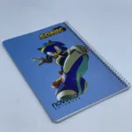 دفتر ۵۰ برگ نوین با جلد طرح سونیک و صحافی سیمی